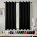 MIULEE Blackout Curtains for Bedroom 2 Panels 55 x 68 Inch Long Black | Thermal by MIULEE