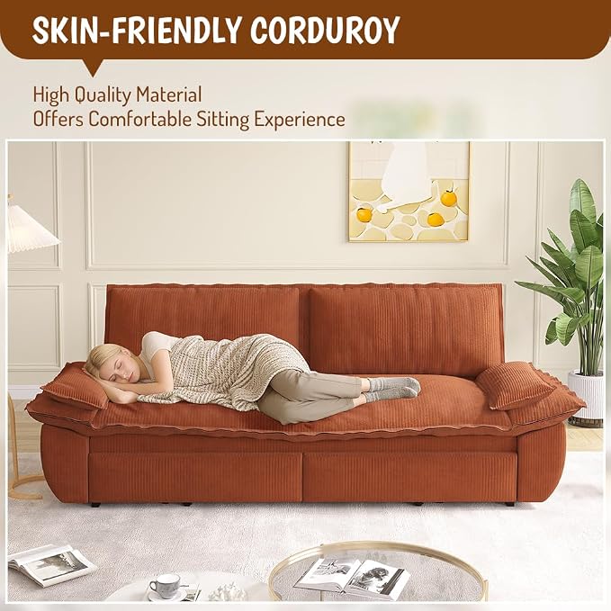 73.2" Sofa Bed Queen, 3-in-1 Pull Out Sofa Bed - Image 13
