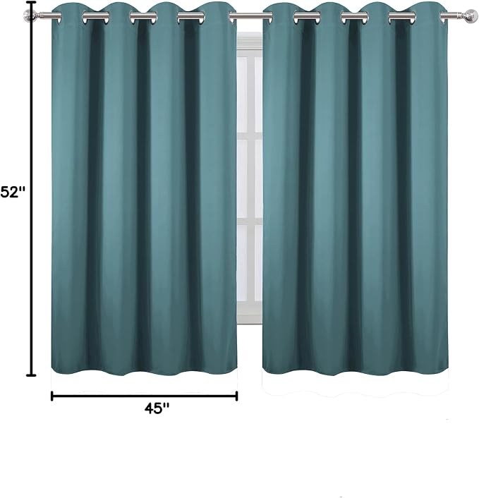 Blackout Curtains 52 x 45 inch/Sea Teal Curtains Set of 2 Panels/Thermal - Image 10