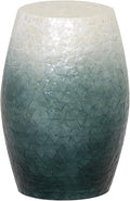 Tylin Ivory and Blue Capiz Ombre Drum Accent Table by Linon