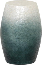 Tylin Ivory and Blue Capiz Ombre Drum Accent Table by Linon