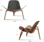 Modern Shell Lounge Accent Chairs, Faux Genuine Leather Mid Century Armless - Image 2
