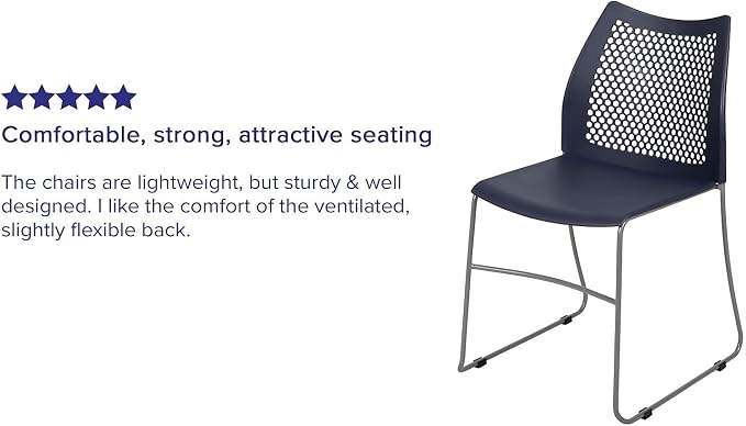 Flash Furniture HERCULES Series 661 lb. Capacity Navy Stack Chair - Image 4