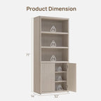 SICOTAS Book Shelf with Doors 71" Tall 6 Tier Bookshelf with Adjustable Shelves - Image 2