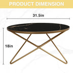 HLR Round Coffee Table with Black Faux Marble Top - Image 2