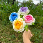 JOONOR 10 Pcs Hand-Woven Roses, Crochet Rose Flower Bouquet, Multicolor - Image 5