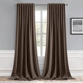 MIULEE Chocolate Brown Back Tab Blackout Curtains 52"x102" Long 2 Panel Set | by MIULEE