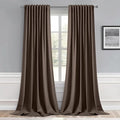 MIULEE Chocolate Brown Back Tab Blackout Curtains 52x96 Inch Long 2 Panels | by MIULEE