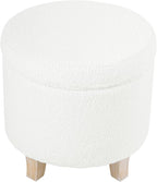 HomePop Round Transitional Faux Sheepskin Fabric Storage Ottoman|Homepop Home - Image 8