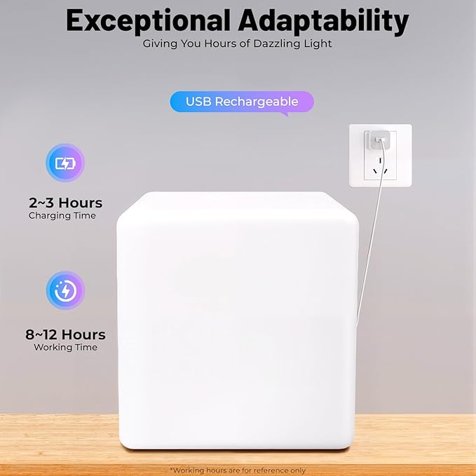 Rechargeable LED Cube Chair, 16 Colors Remote Conctrol Glow Furniture Stool - Image 4
