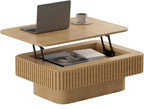 Lift Top Coffee Table for Living Room, Rectangle Handmade Solid Wood Strips by Unknown
