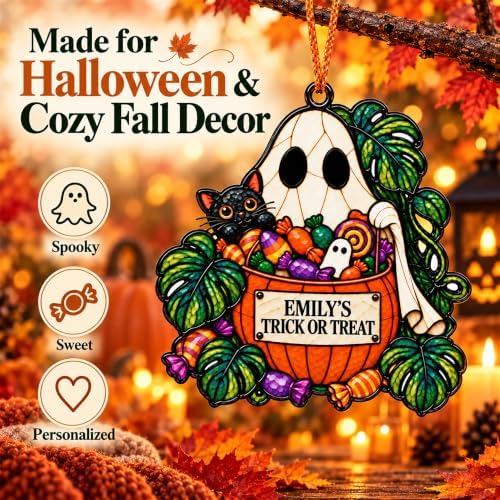 Halloween Tree Ornaments, Personalized Ghost Black Cat Candy Acrylic Decor - Image 7