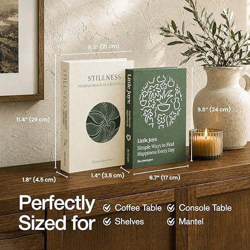 MESMOS Decorative Books for Shelves, Coffee Table Decor Faux Books for Decoration, Works as a Hidden Storage Box, Magnetic Closure, Linen Texture, Packaged in another Aesthetic Fake Book (Mindfulness) - Image 4