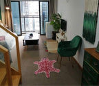 Huichenxing2021FURSTORE Pink Faux Cowhide Leopard Non-Slip Rug 3.3x2.95ft | - Image 5
