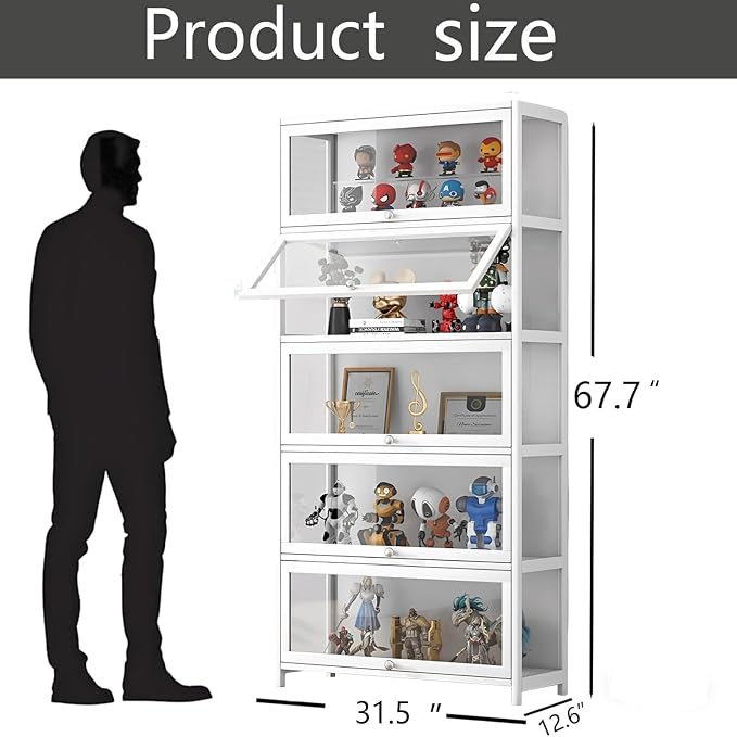 Display Cabinet with Acrylic Door, 5-Tier Curio Cabine, Collectibles Toy - Image 2