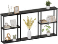 WOHOMO Black Console Table, 3-Tier Small Entryway Table, Long Sofa Table by WOHOMO