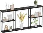 WOHOMO Black Console Table, 3-Tier Small Entryway Table, Long Sofa Table by WOHOMO