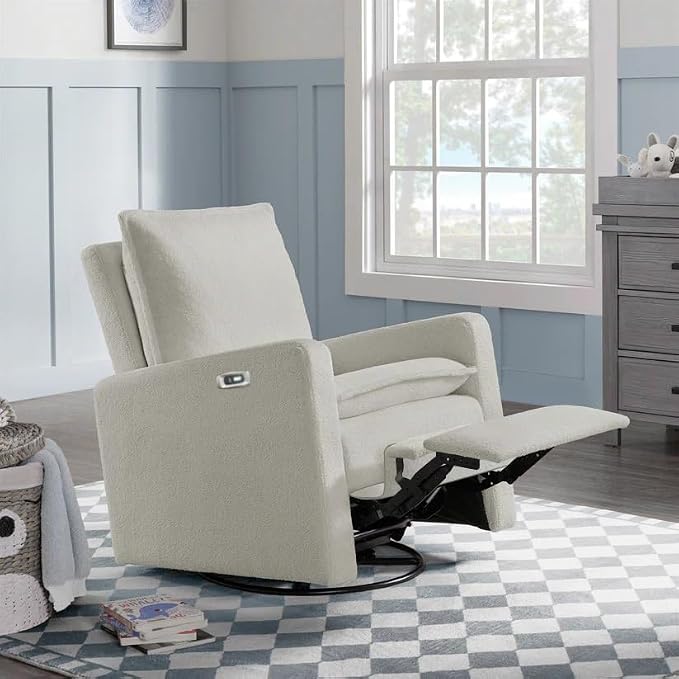 Oxford Baby Uptown Power Recliner/Glider, Boucle White - Image 5