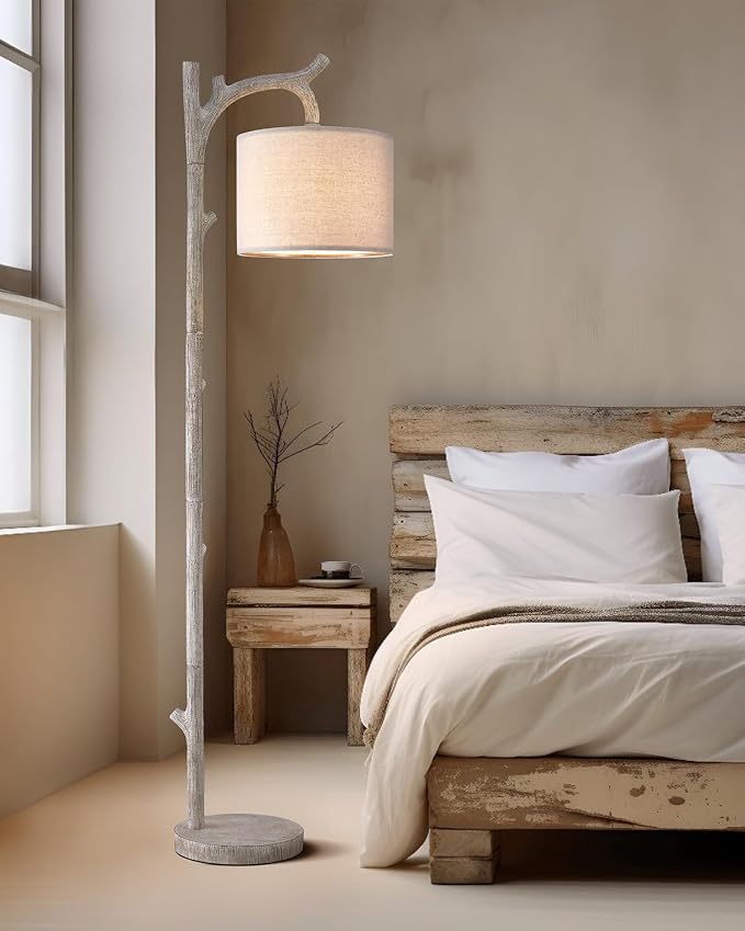 OYEARS Rustic Farmhouse Tree Trunk Floor Lamp Classic Country Wood Grain Resin - Image 8