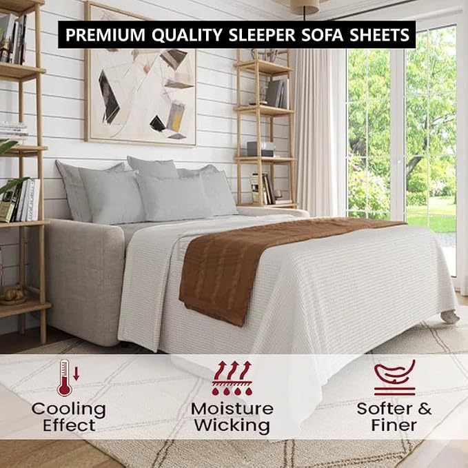 Cottington Lane Sleeper Sofa Sheets Queen Size, 4 Piece Premium Quality 100% - Image 4