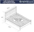 Grain Wood Furniture Loft Full Size Solid Wood Bed, Weathered Pine - Image 2