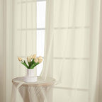 Cream Sheer Curtain 90 Inches Long 2 Panels Set, Solid Filmy Drapes - Image 6