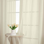 Sheer Curtains 84 Inches Long 2 Panels Set, Sheer Cream Curtains - Image 6