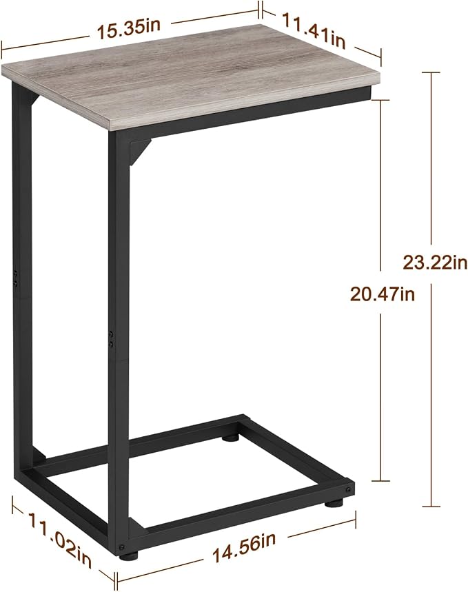 AMHANCIBLE C Shaped Side Table, End Tables Living Room Set of 2, Slide Under - Image 3