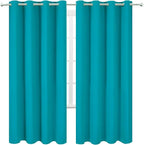 Blackout Curtains 66 x 72 Inch Long Teal Curtains Set of 2 Panels Room - Image 2