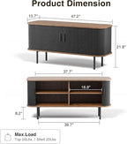 47''W Black Cabinet with Storage, Media Console, Tambour TV Stand, Television - Image 2