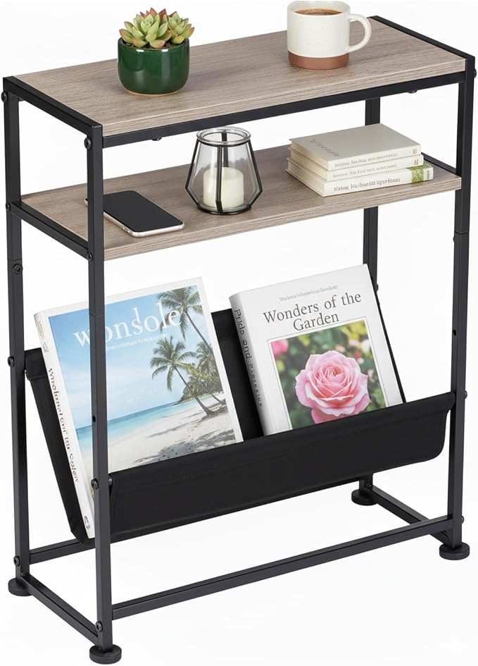 Narrow End Table for Small Spaces by Zexvida