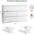 Jocoevol Modern White 7 Drawer Dresser - Image 2