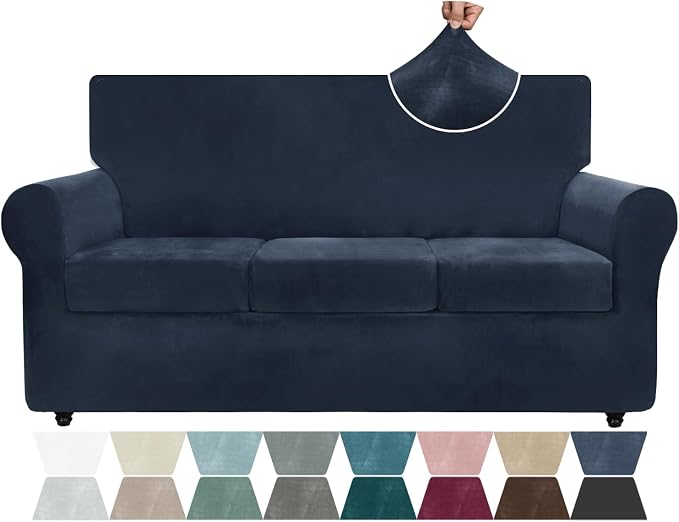 ZNSAYOTX Luxury Velvet Couch Cover 4 Piece Stretch Sofa Covers by ZNSAYOTX
