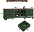 SAVOR LIFE Farmhouse TV Stand for Living Room, Rustic Green Entertainment Center - Image 2