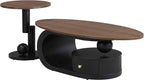Modern Oval Coffee Table Set of 2, Wood Living Room Accent Coffee Table and - Image 9