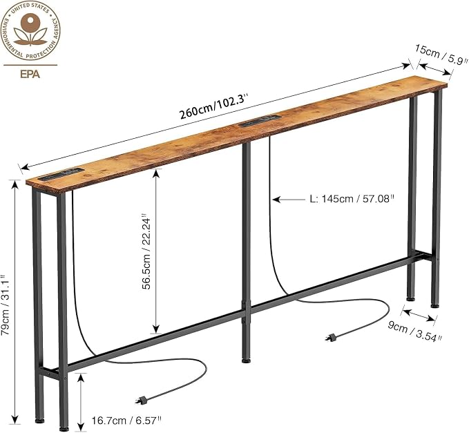 Keelian 102" Narrow Console Sofa Table - Image 2