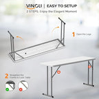 VINGLI 5 FT Narrow Folding Table, Home Work - Image 8