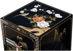 Black Lacquer Mother of Pearl Chinese Pedestal Cabinet - Image 5