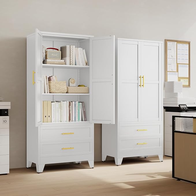 erosoei 71" H Metal Pantry Storage Cabinet, Office File Cabinets - Image 7
