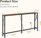 Gewudraw Console Table with Oulets and USB Ports, 55.1" Sofa Table Behind Couch - Image 3