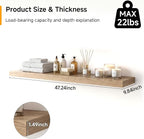 47in Floating Shelves for Wall, Wall Mounted Shelves for Decor Storage Set of 2 - Image 3