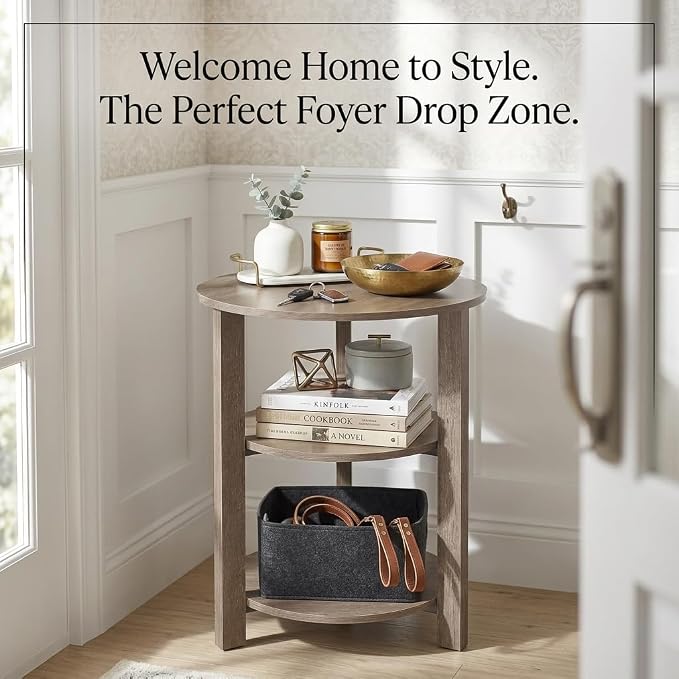 Farmhouse 3-Tier Round Side Table, 17.7 * 21.7 Inch Small End Table - Image 5