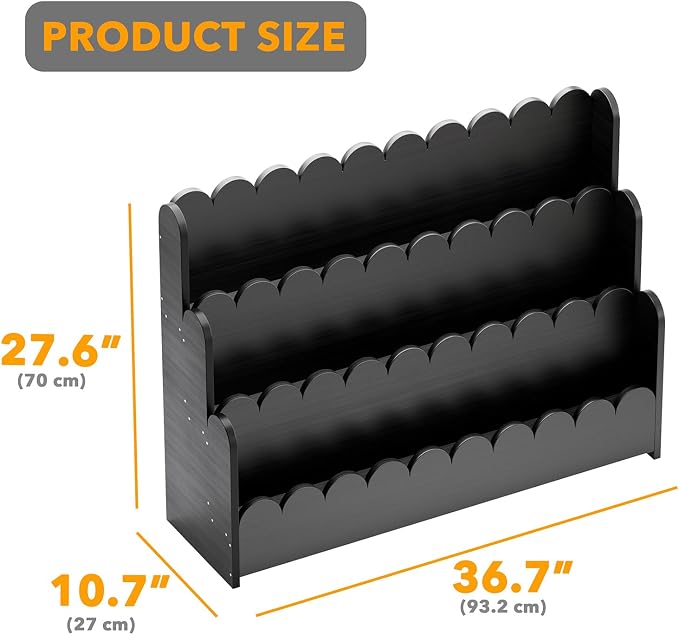 SpaceAid 3-Tier Scalloped Bookshelf, Montessori Bookcase - Image 2