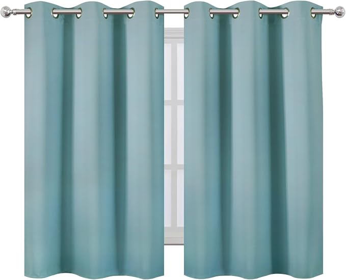 Stone Blue Blackout Curtains/38 x 54 Inch/Set of Two Panels Grommet Living Room - Image 2