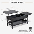 Lift Top Coffee Table with Storage, Small Coffee Table with Hidden Compartment - Image 3