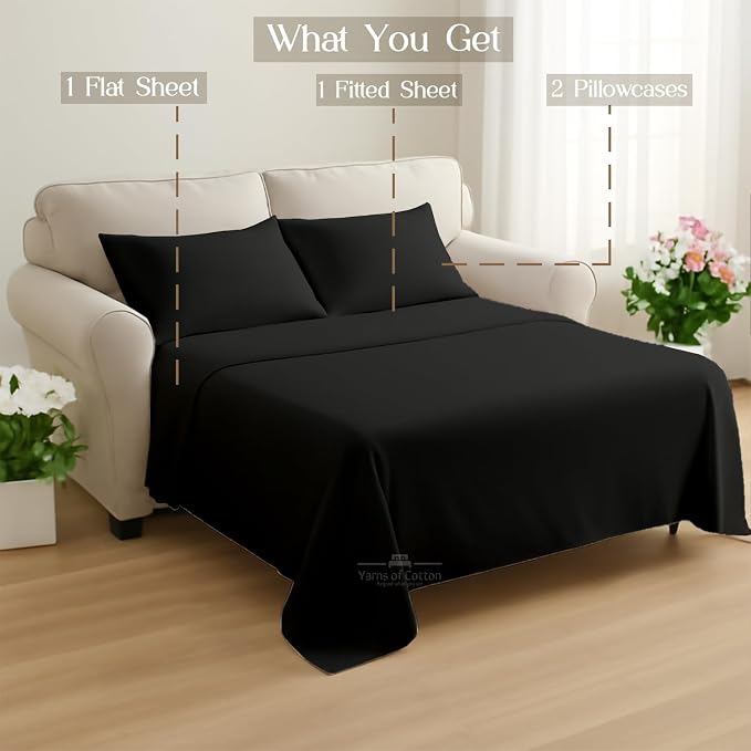 Sleeper Sofa Bed Sheet, 100% Cotton 400 Thread Count, 4 Piece Set, Deep Pocket - Image 9