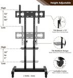 Mobile TV Stand Rolling TV Cart Floor Stand - Image 5