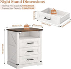 Turosur 22'' Set of 2 White Farmhouse Nightstands - Image 2