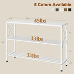 Hoctieon White Industrial Console Table, 3 Tier Entryway Tables, Hallway Desk - Image 2