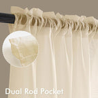 MIULEE Butter Cream Sheer Curtains 96 Inches Long 4 Panels 54 x 96 Inches | - Image 2